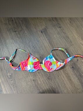 SHEIN Multicolor Swirl Underwire Bikini Top - Neon Mix